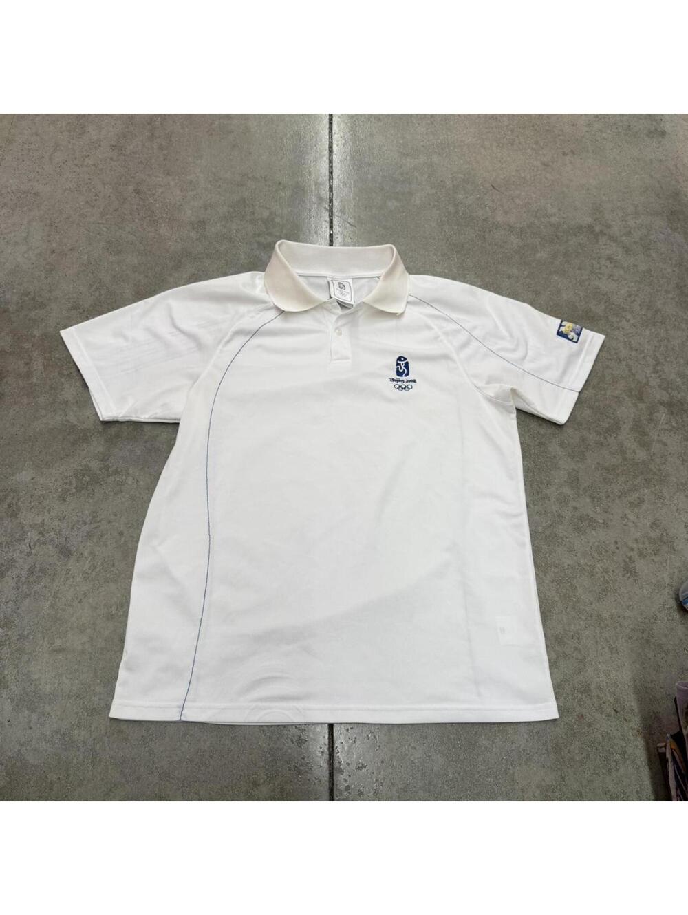 vintage adidas bejing olympics white polo shirt size medium